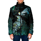 Aotearoa Maori Mahuru Padded Jacket Spring Time - Paua Shell Green