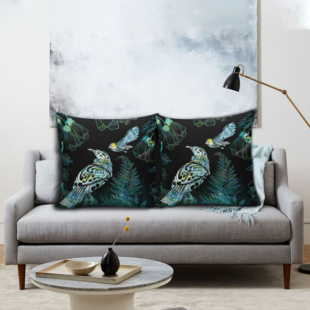 Aotearoa Maori Mahuru Pillow Cover Spring Time - Paua Shell Green