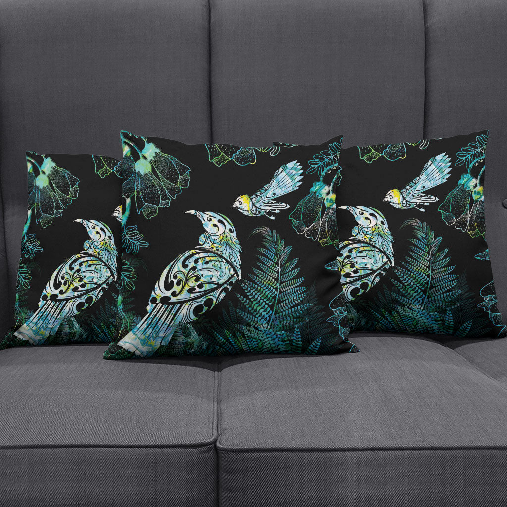 Aotearoa Maori Mahuru Pillow Cover Spring Time - Paua Shell Green