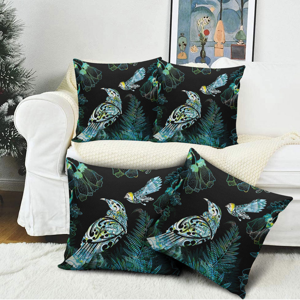 Aotearoa Maori Mahuru Pillow Cover Spring Time - Paua Shell Green