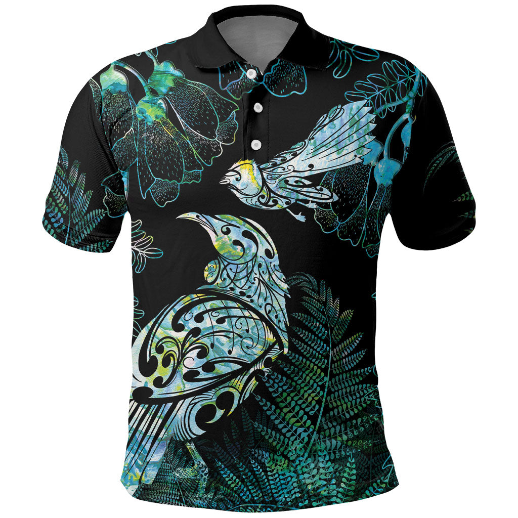 Aotearoa Maori Mahuru Polo Shirt Spring Time - Paua Shell Green