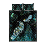 Aotearoa Maori Mahuru Quilt Bed Set Spring Time - Paua Shell Green