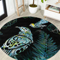 Aotearoa Maori Mahuru Round Carpet Spring Time - Paua Shell Green