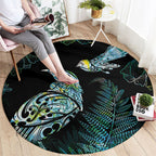 Aotearoa Maori Mahuru Round Carpet Spring Time - Paua Shell Green