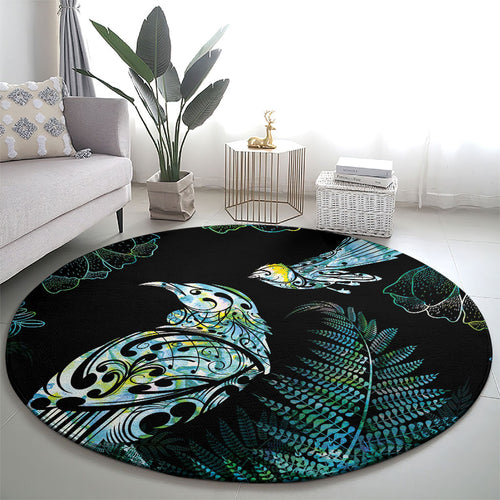 Aotearoa Maori Mahuru Round Carpet Spring Time - Paua Shell Green