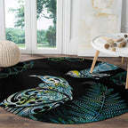 Aotearoa Maori Mahuru Round Carpet Spring Time - Paua Shell Green
