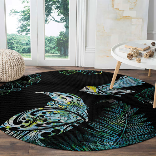 Aotearoa Maori Mahuru Round Carpet Spring Time - Paua Shell Green