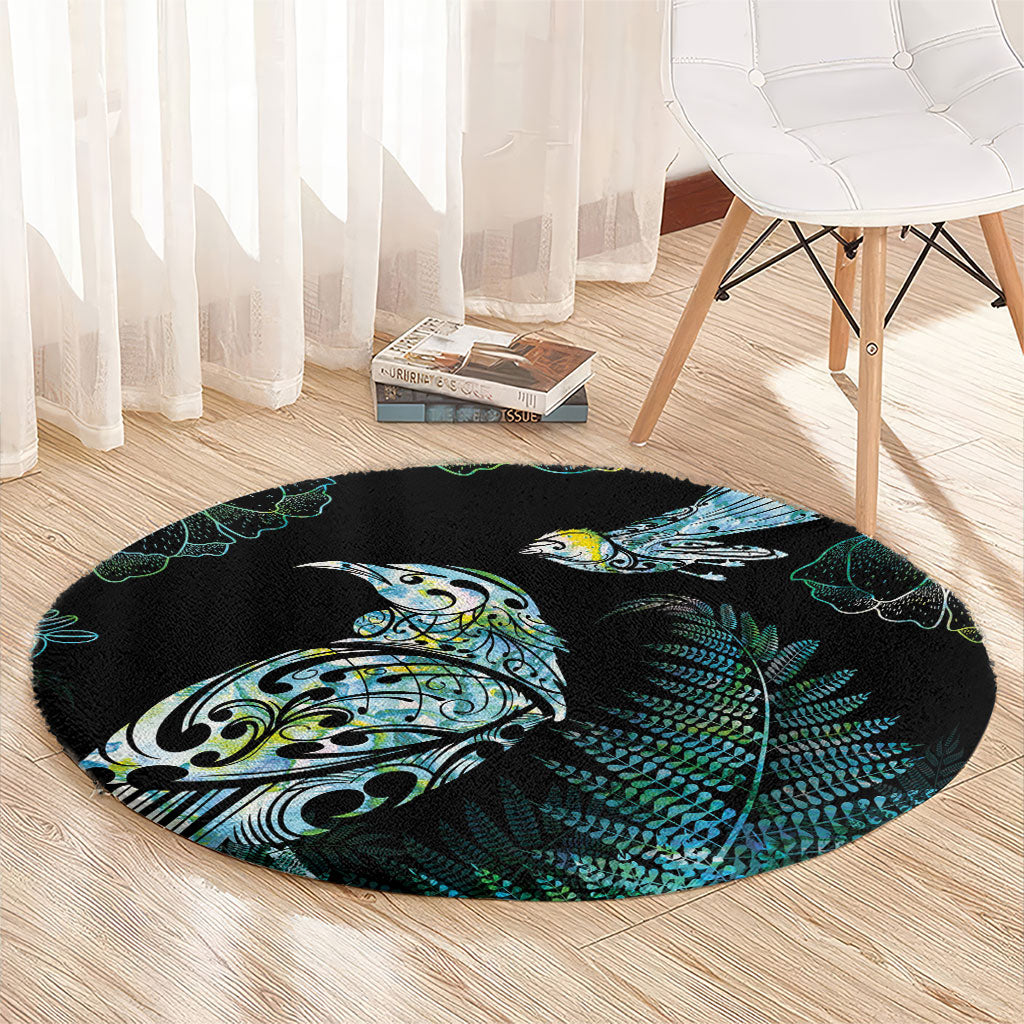 Aotearoa Maori Mahuru Round Carpet Spring Time - Paua Shell Green