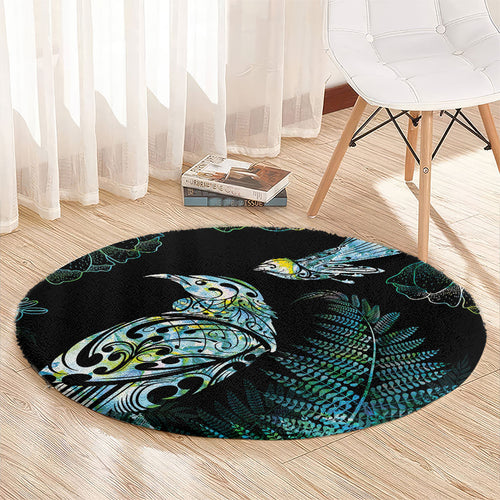 Aotearoa Maori Mahuru Round Carpet Spring Time - Paua Shell Green
