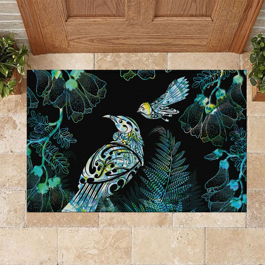 Aotearoa Maori Mahuru Rubber Doormat Spring Time - Paua Shell Green