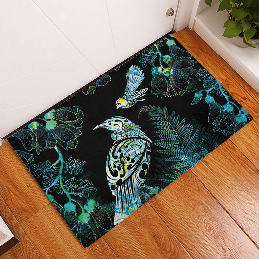 Aotearoa Maori Mahuru Rubber Doormat Spring Time - Paua Shell Green