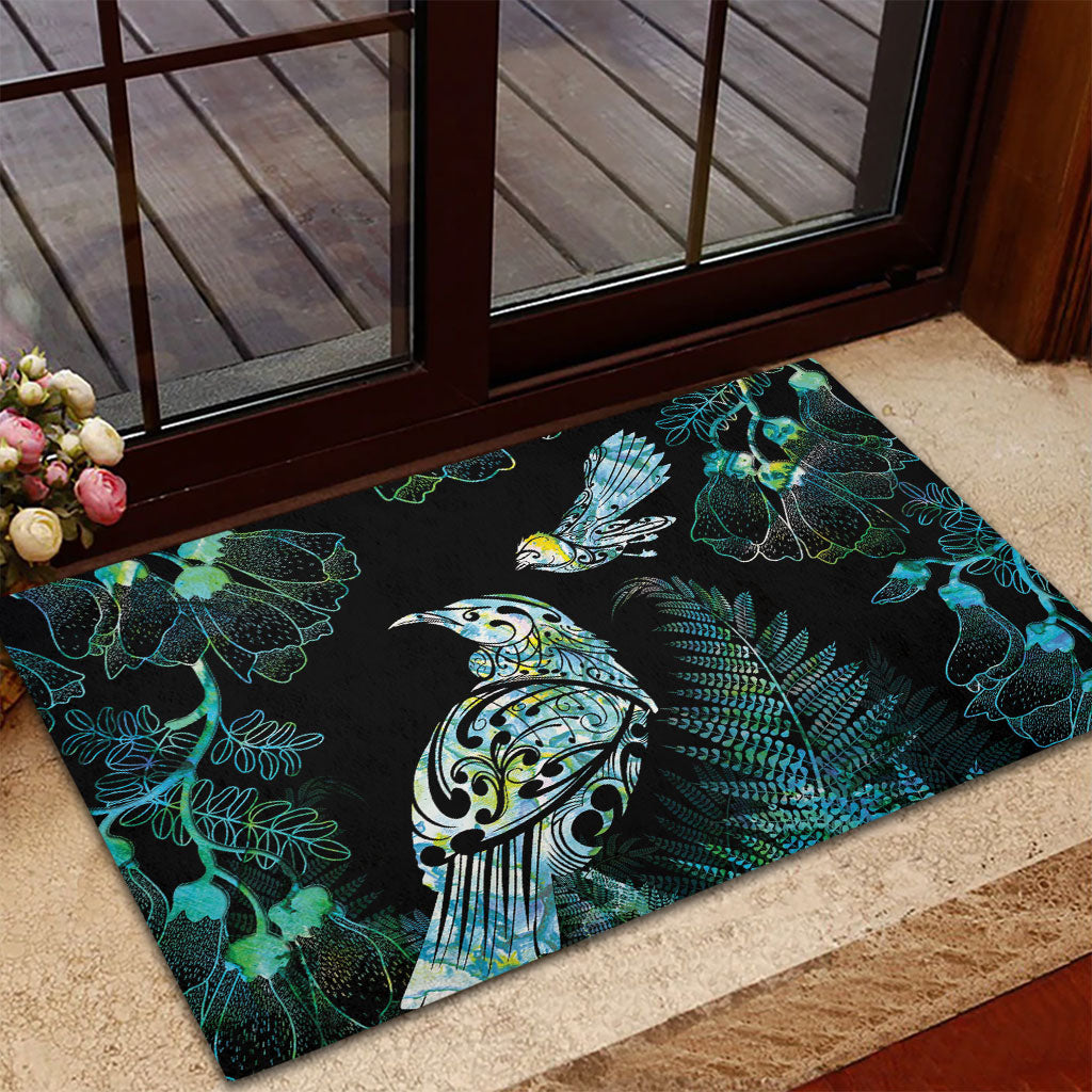 Aotearoa Maori Mahuru Rubber Doormat Spring Time - Paua Shell Green