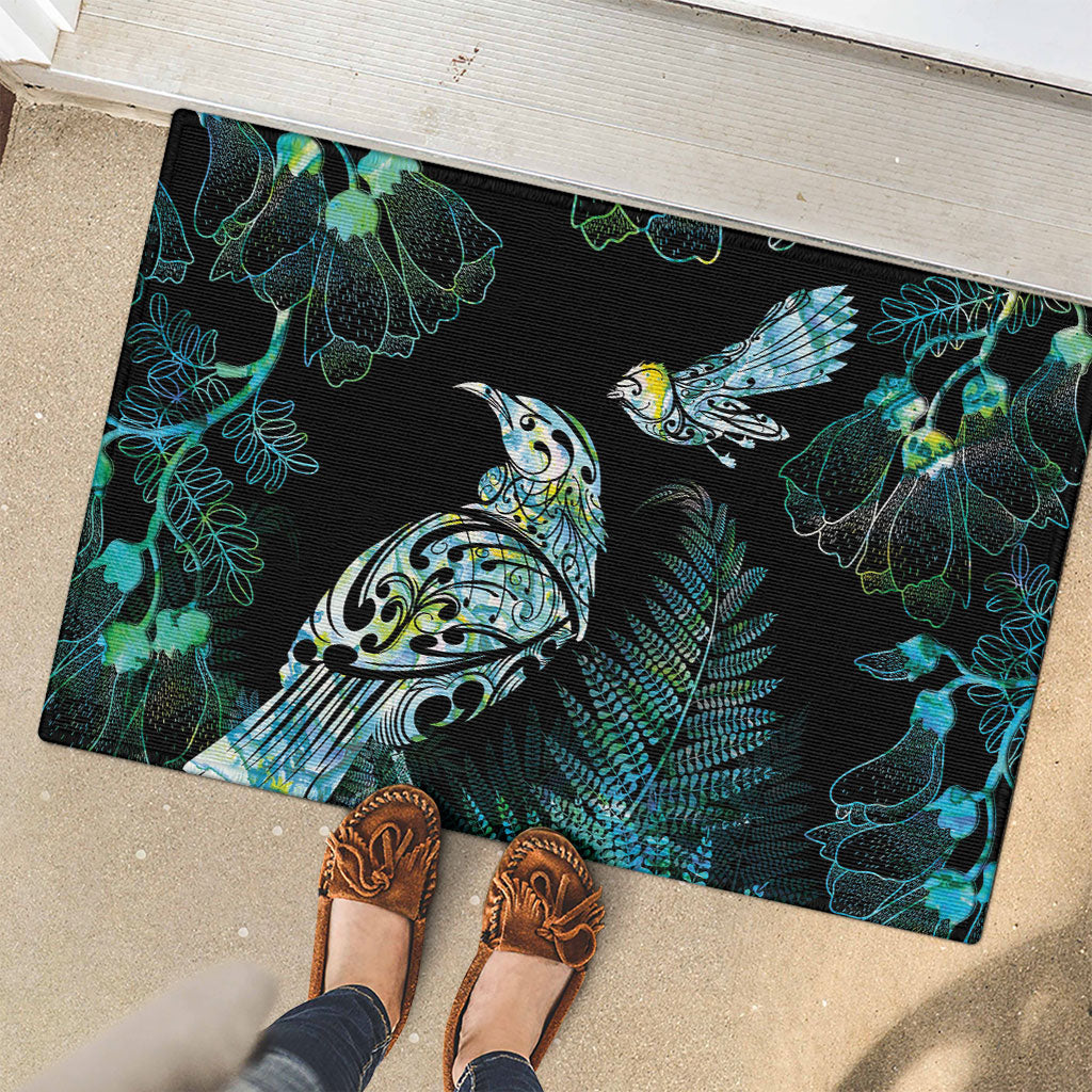 Aotearoa Maori Mahuru Rubber Doormat Spring Time - Paua Shell Green