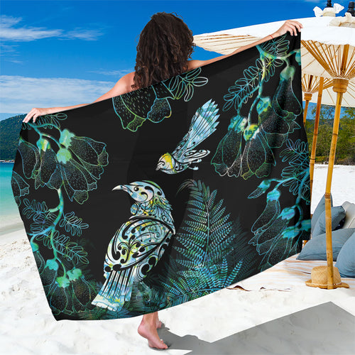 Aotearoa Maori Mahuru Sarong Spring Time - Paua Shell Green