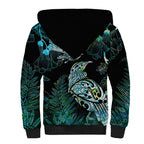 Aotearoa Maori Mahuru Sherpa Hoodie Spring Time - Paua Shell Green