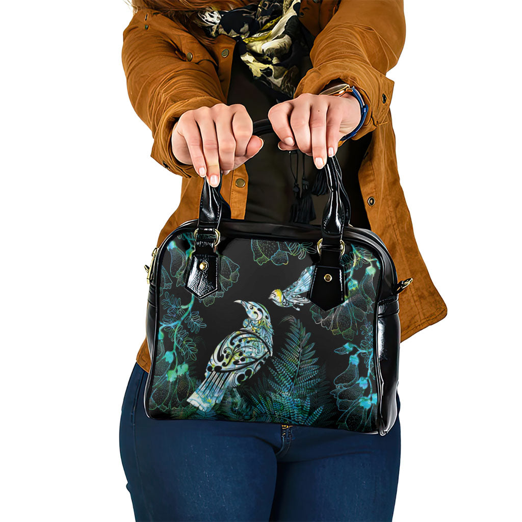 Aotearoa Maori Mahuru Shoulder Handbag Spring Time - Paua Shell Green