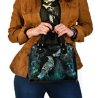 Aotearoa Maori Mahuru Shoulder Handbag Spring Time - Paua Shell Green