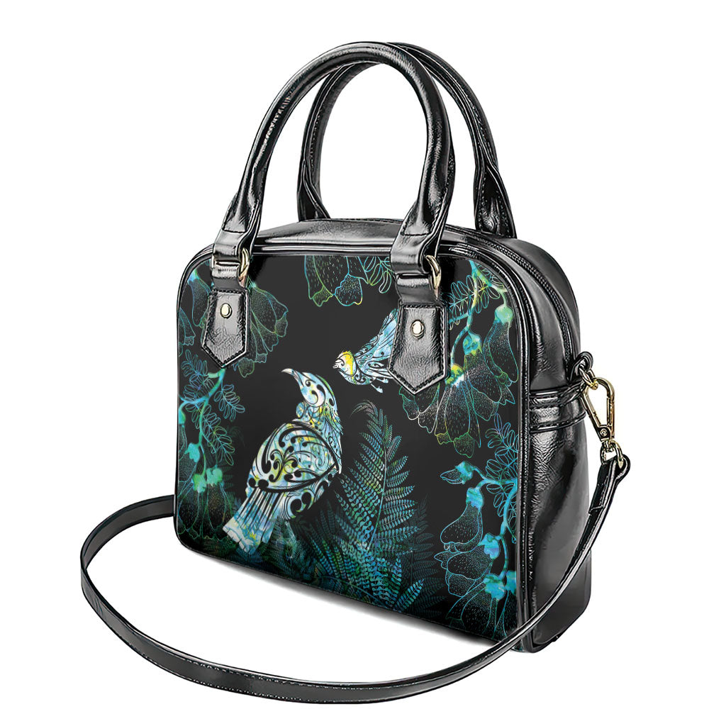 Aotearoa Maori Mahuru Shoulder Handbag Spring Time - Paua Shell Green
