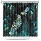 Aotearoa Maori Mahuru Shower Curtain Spring Time - Paua Shell Green