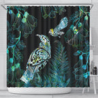 Aotearoa Maori Mahuru Shower Curtain Spring Time - Paua Shell Green