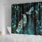Aotearoa Maori Mahuru Shower Curtain Spring Time - Paua Shell Green