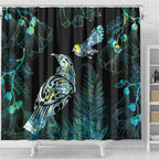 Aotearoa Maori Mahuru Shower Curtain Spring Time - Paua Shell Green