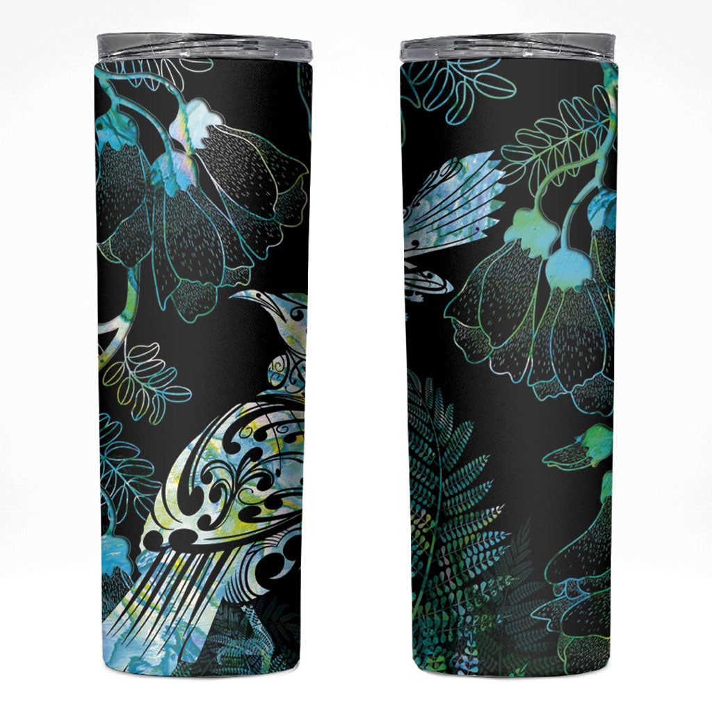 Aotearoa Maori Mahuru Skinny Tumbler Spring Time - Paua Shell Green