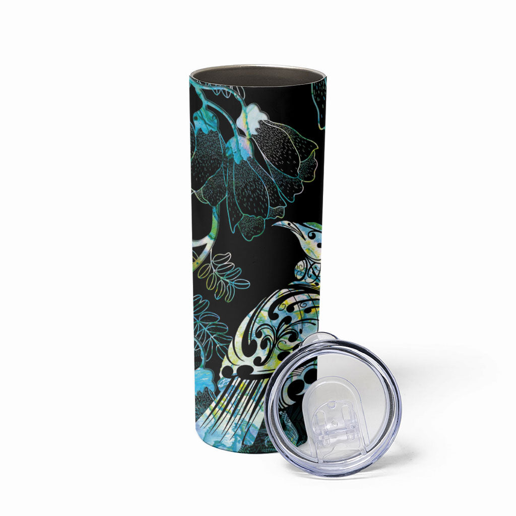 Aotearoa Maori Mahuru Skinny Tumbler Spring Time - Paua Shell Green