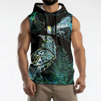 Aotearoa Maori Mahuru Sleeveless Hoodie Spring Time - Paua Shell Green