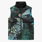 Aotearoa Maori Mahuru Sleeveless Puffer Jacket Spring Time - Paua Shell Green
