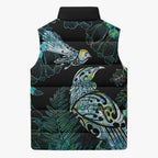 Aotearoa Maori Mahuru Sleeveless Puffer Jacket Spring Time - Paua Shell Green