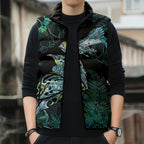 Aotearoa Maori Mahuru Sleeveless Puffer Jacket Spring Time - Paua Shell Green