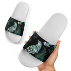Aotearoa Maori Mahuru Slide Sandals Spring Time - Paua Shell Green