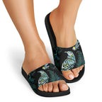 Aotearoa Maori Mahuru Slide Sandals Spring Time - Paua Shell Green