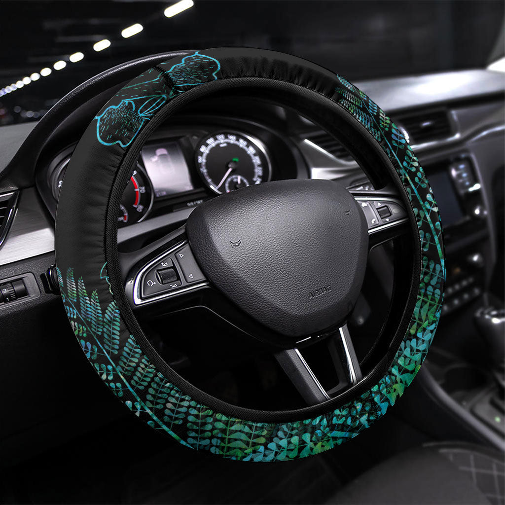 Aotearoa Maori Mahuru Steering Wheel Cover Spring Time - Paua Shell Green