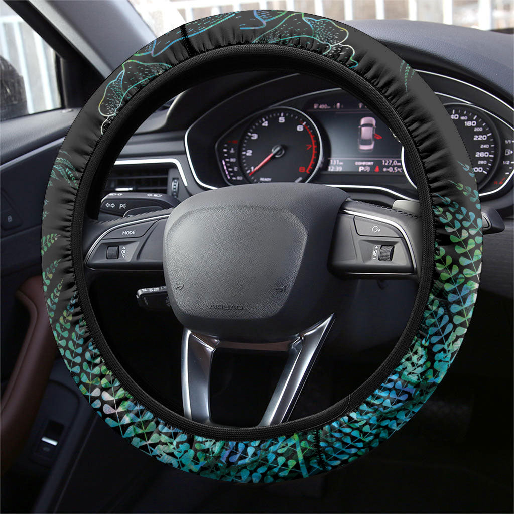 Aotearoa Maori Mahuru Steering Wheel Cover Spring Time - Paua Shell Green