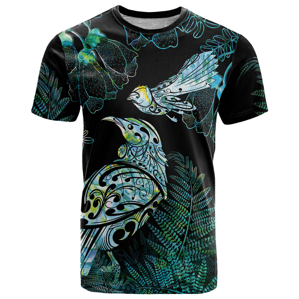 Aotearoa Maori Mahuru T Shirt Spring Time - Paua Shell Green