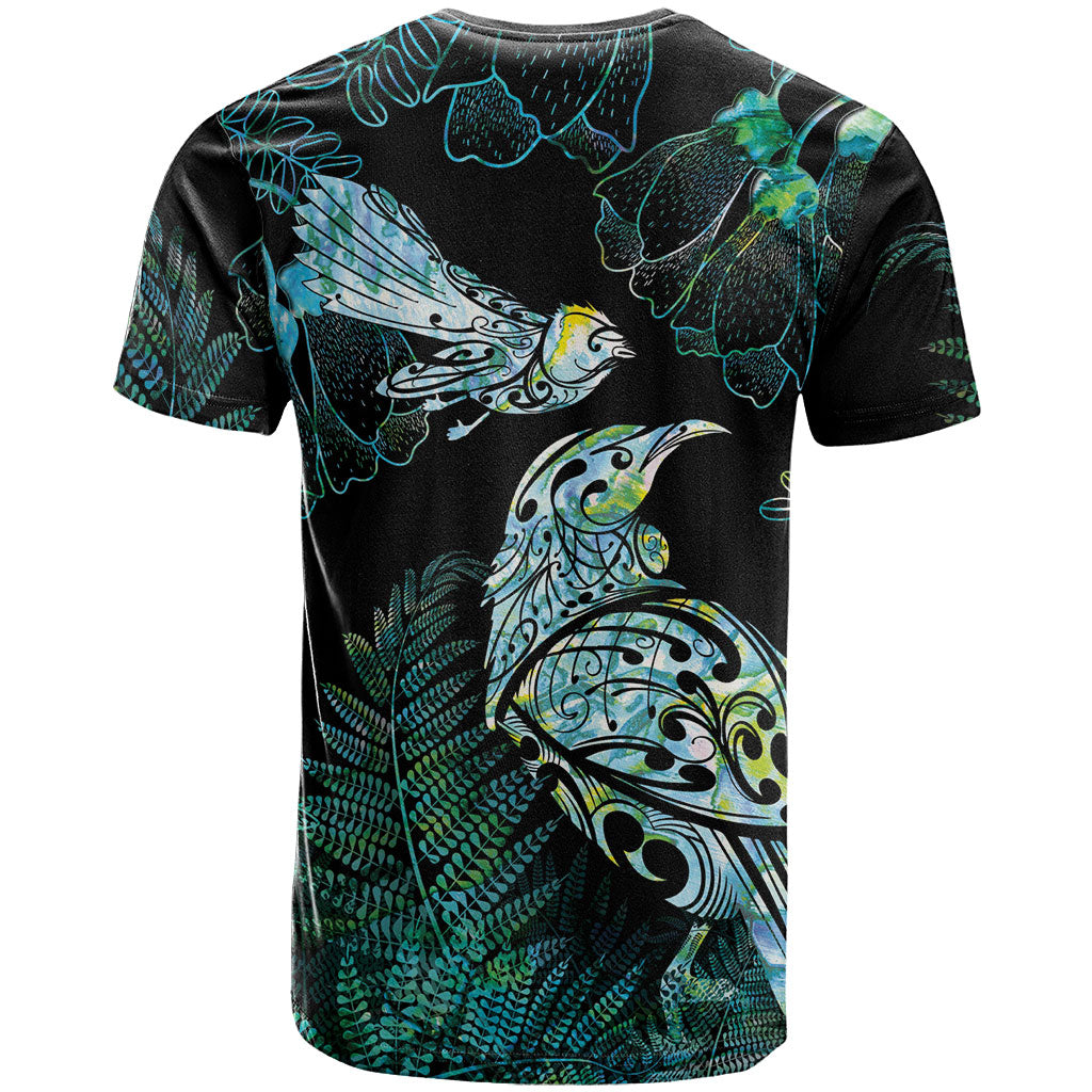 Aotearoa Maori Mahuru T Shirt Spring Time - Paua Shell Green