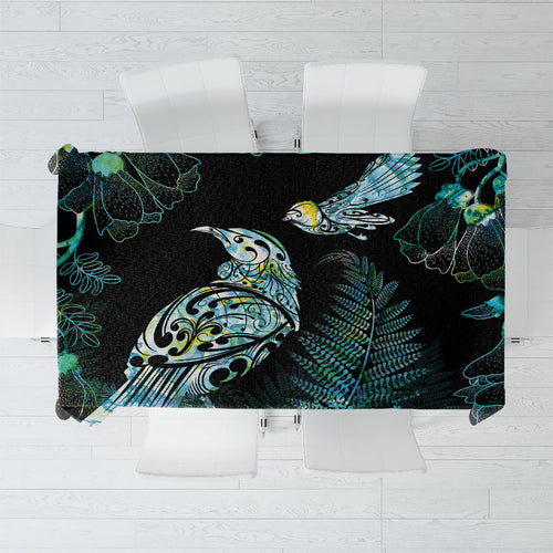 Aotearoa Maori Mahuru Tablecloth Spring Time - Paua Shell Green