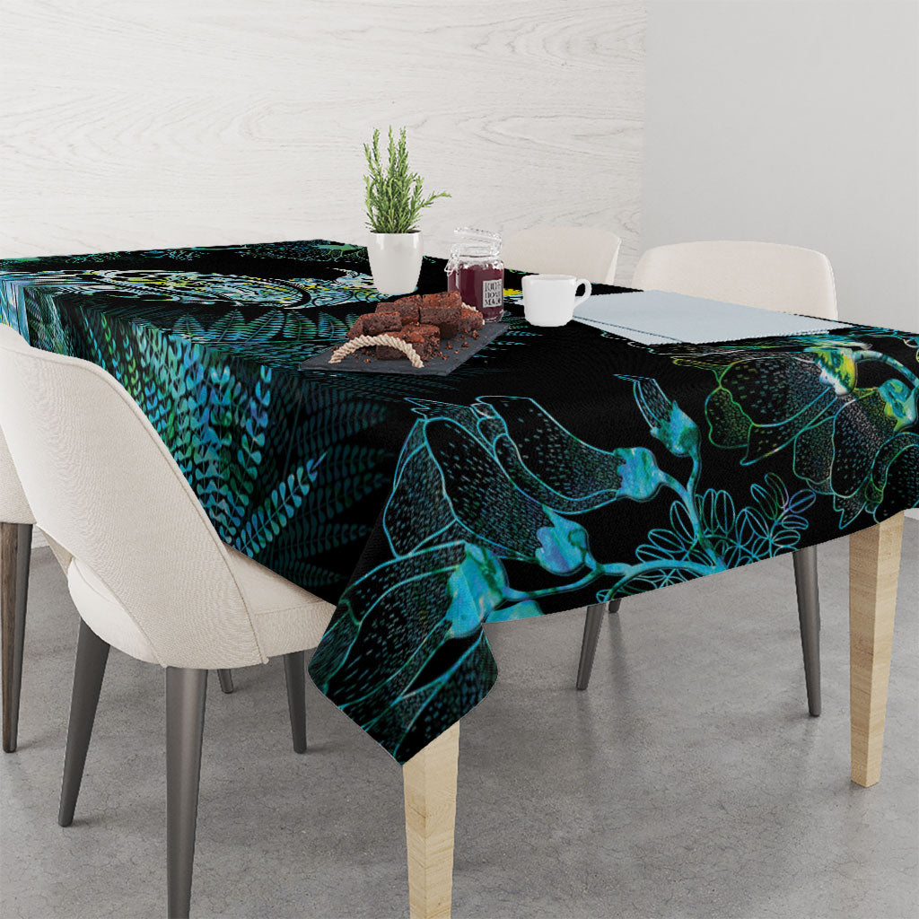 Aotearoa Maori Mahuru Tablecloth Spring Time - Paua Shell Green