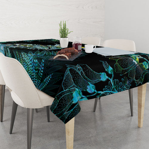 Aotearoa Maori Mahuru Tablecloth Spring Time - Paua Shell Green