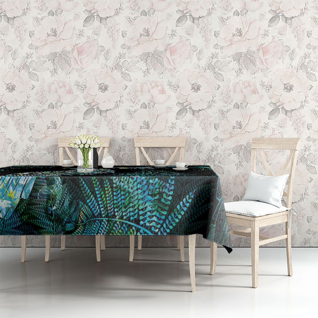 Aotearoa Maori Mahuru Tablecloth Spring Time - Paua Shell Green
