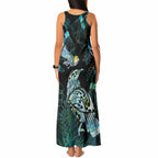 Aotearoa Maori Mahuru Tank Maxi Dress Spring Time - Paua Shell Green