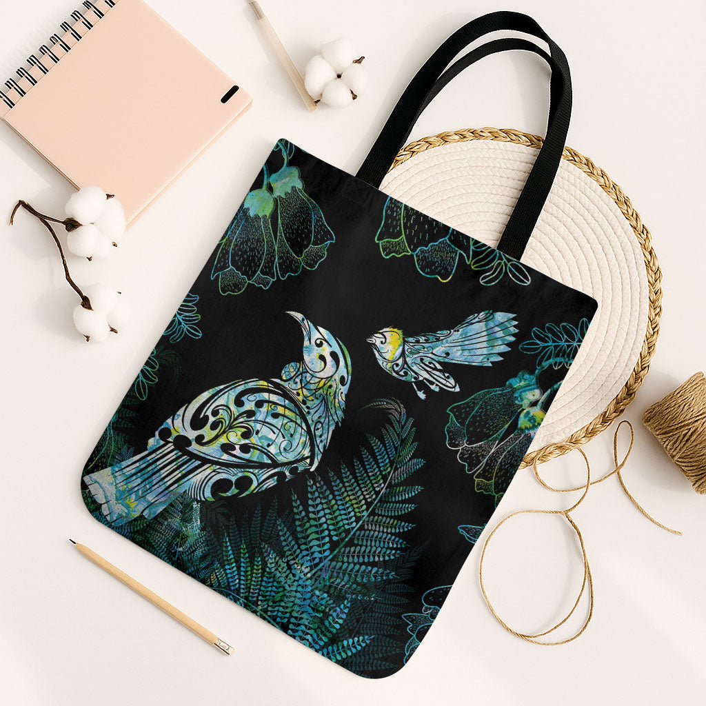 Aotearoa Maori Mahuru Tote Bag Spring Time - Paua Shell Green