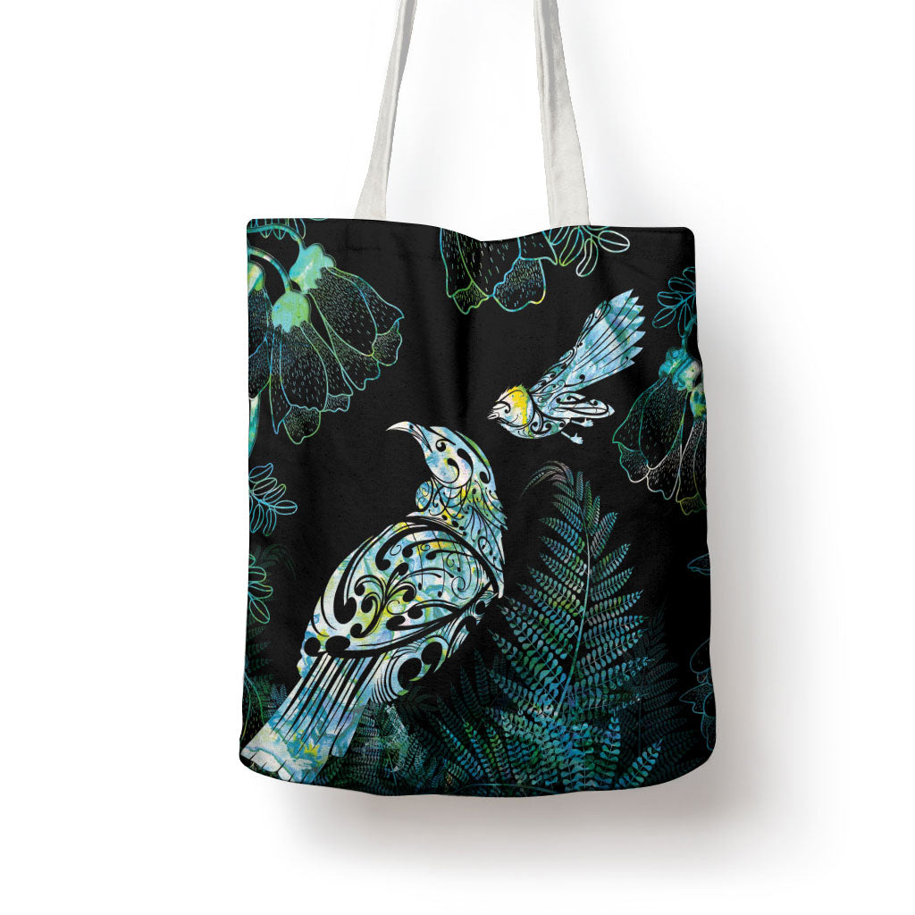 Aotearoa Maori Mahuru Tote Bag Spring Time - Paua Shell Green