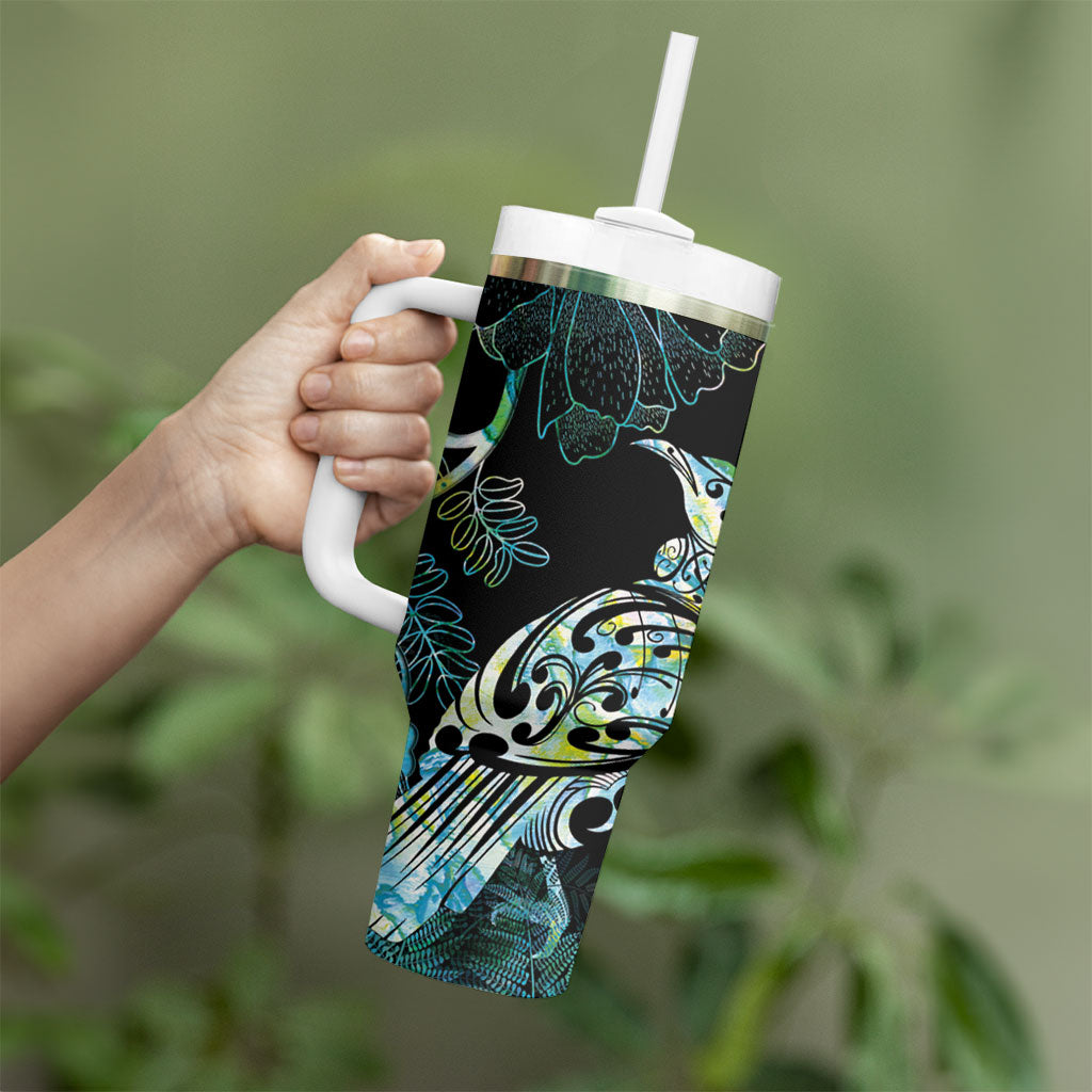 Aotearoa Maori Mahuru Tumbler With Handle Spring Time - Paua Shell Green