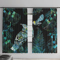 Aotearoa Maori Mahuru Window Curtain Spring Time - Paua Shell Green