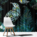 Aotearoa Maori Mahuru Window Curtain Spring Time - Paua Shell Green