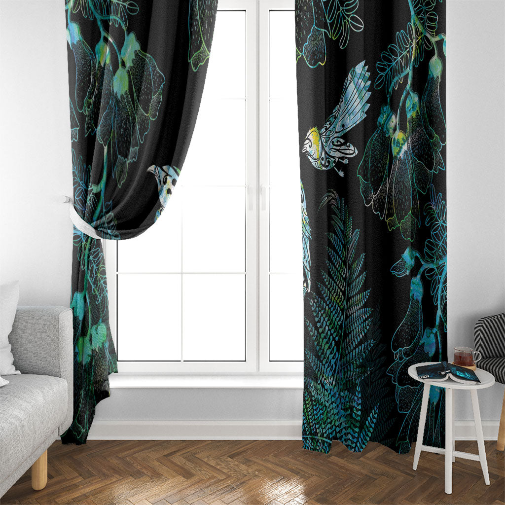 Aotearoa Maori Mahuru Window Curtain Spring Time - Paua Shell Green