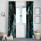 Aotearoa Maori Mahuru Window Curtain Spring Time - Paua Shell Green